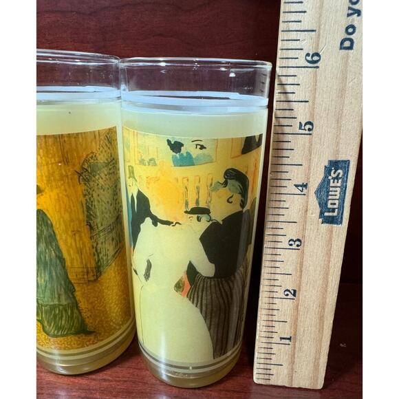 Set of 4 Vintage 1960's Vue-lon Ware Highball Glasses By Litho-Glass Inc 6.25" - Picture 2 of 10